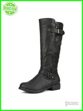 Women's Faux Leather Knee High Riding Boots Side Zipper